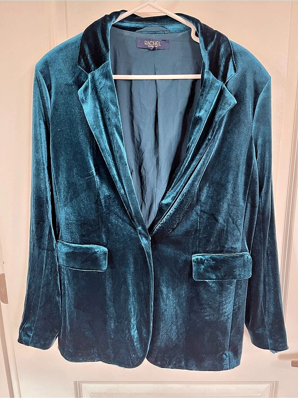 Rachel Roy Velvet Blazer in Blue/Teal Size Medium Like New